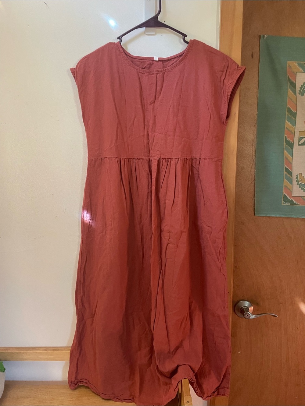 Rust Midi Dress - Simple Cap Sleeve Style